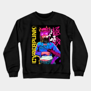 Vaporwave Cyberpunk Urban Style Girl Crewneck Sweatshirt
